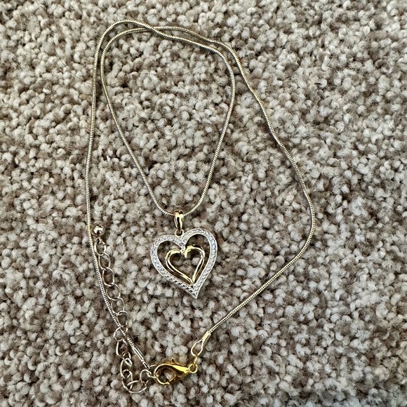 Heart Shaped Diamond & Gold Adjustable Necklace | Size OS - Picture 3 of 5